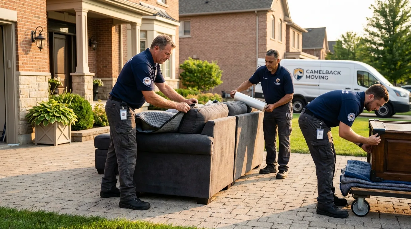 Large estate moving crew wrapping furniture in Gravette, AR
